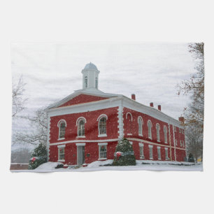 Courthouse Snow Tea Towel