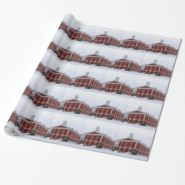 Courthouse Snow Wrapping Paper (Unrolled)