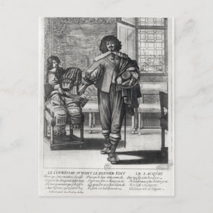 Courtier following the last royal edict postcard