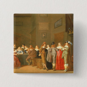 Courting Scene, 1644 (oil on canvas) 15 Cm Square Badge