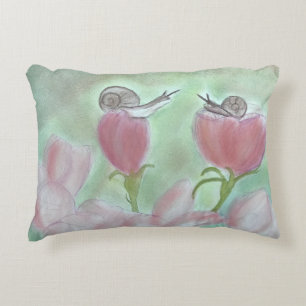 Courting Snails on Mushrooms Decorative Cushion