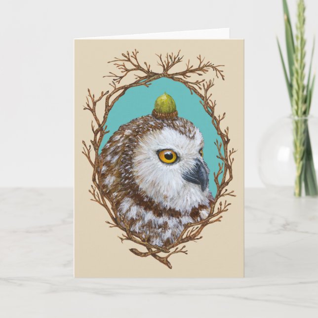 Courtney the saw-whet owl greeting card (Front)
