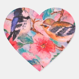 Courtship - Romantic Love - Watercolor Painting  Heart Sticker