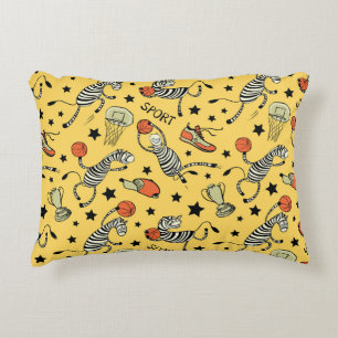 Courtside Doodles: Zebra Basketball Fantasia Decorative Cushion