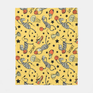 Courtside Doodles: Zebra Basketball Fantasia Fleece Blanket