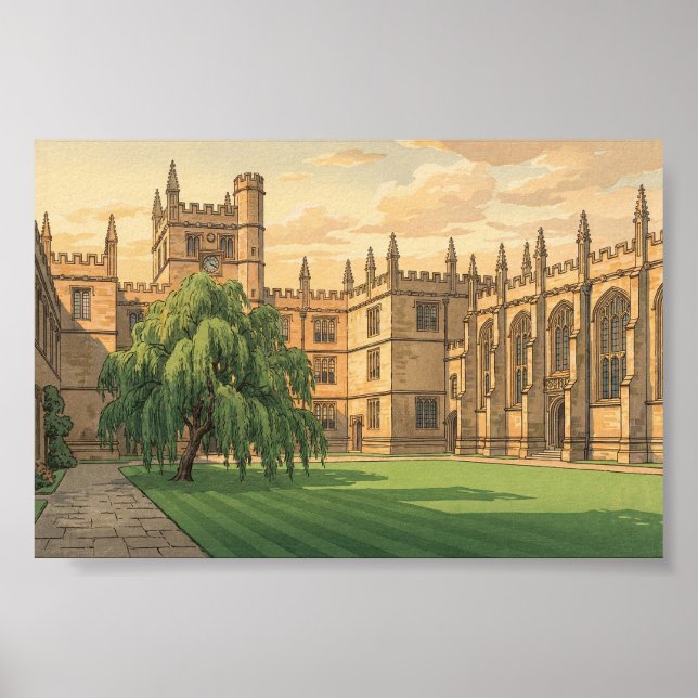 Courtyard at Oxford University Poster (Front)