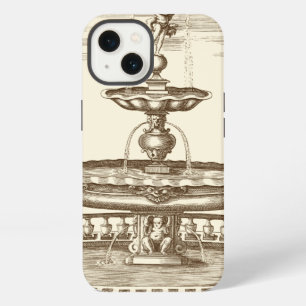 Courtyard Fountain with Ornamental Cherub iPhone Case