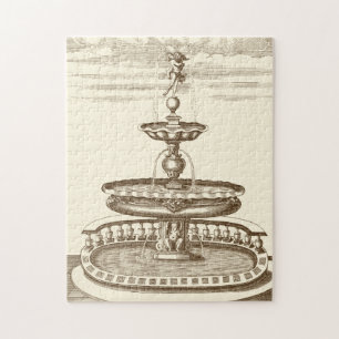 Courtyard Fountain with Ornamental Cherub Jigsaw Puzzle