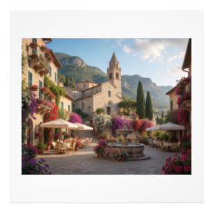 Courtyard of an Italian village with a church Photo Print