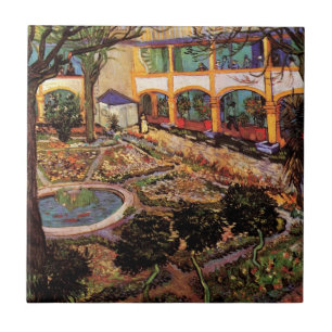 Courtyard of Hospital at Arles by Vincent van Gogh Ceramic Tile