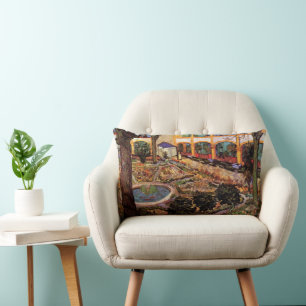 Courtyard of Hospital at Arles by Vincent van Gogh Lumbar Cushion