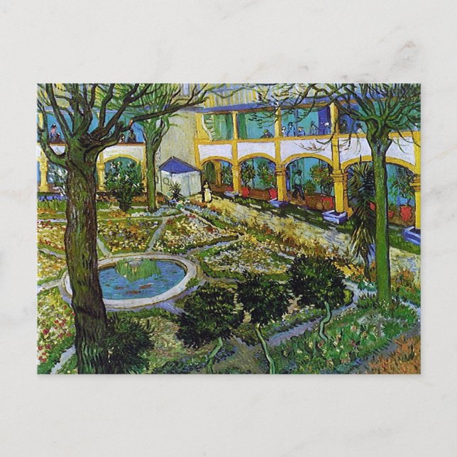 Courtyard of Hospital at Arles, Vincent van Gogh Postcard (Front)