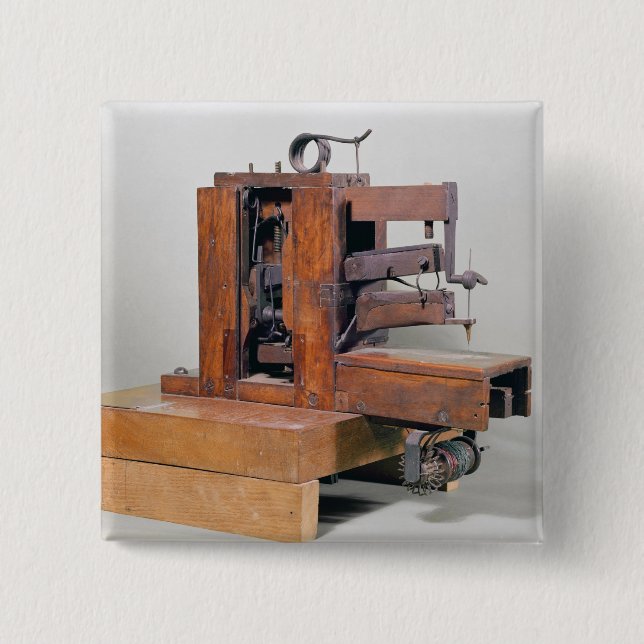 Couseuse', the first sewing machine, 1830 15 cm square badge (Front)