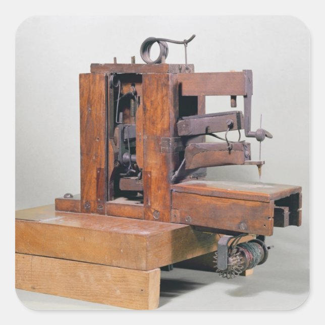 Couseuse', the first sewing machine, 1830 square sticker (Front)