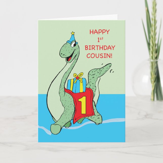 Cousin, 1st Birthday Dinosaur Card (Front)