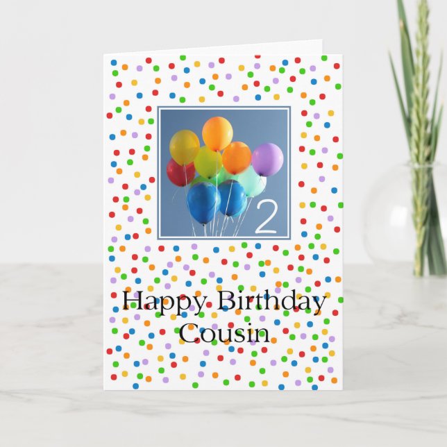Cousin 2nd happy balloon birthday card (Front)