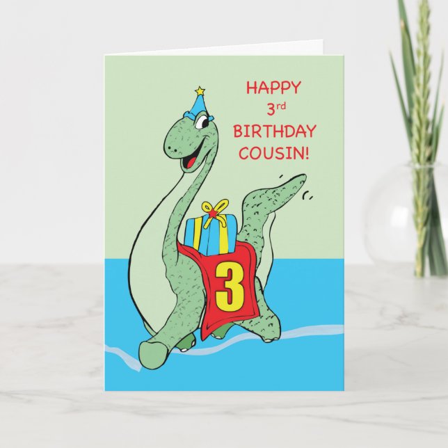 Cousin, 3rd Birthday Dinosaur Card (Front)