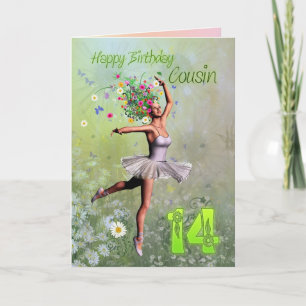 Cousin age 14, flower fairy birthday card