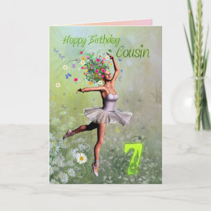 Cousin age 7, flower fairy birthday card