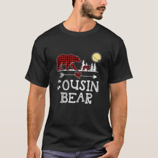 Cousin Bear Christmas Pajama Red Plaid Buffalo T-Shirt