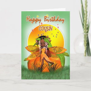 Cousin Birthday Card - Moonies Citrus Fairy - Afri