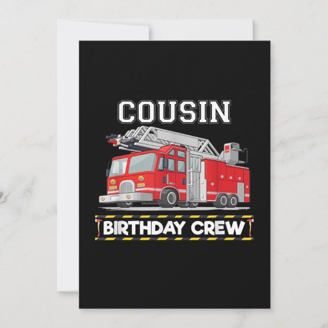 Cousin Birthday Crew Matching Family Firefighter Holiday Card (Front)