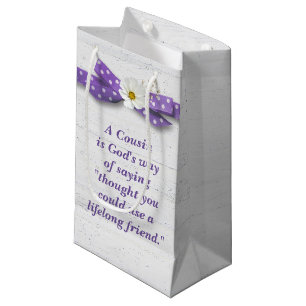 Cousin Birthday with Polka Dot Ribbon Small Gift Bag