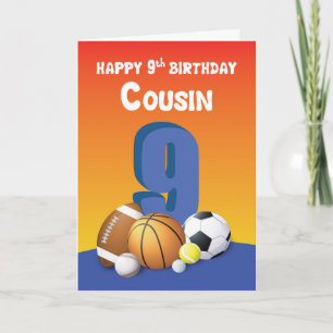 Cousin Boy 9th Birthday Sports Balls Card
