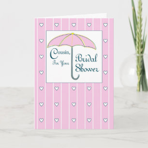 Cousin, Bridal Shower Pink Umbrella Thank You Card