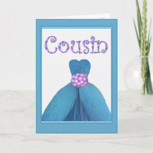 COUSIN - Bridesmaid  BLUE Flower Petal Dress Invitation