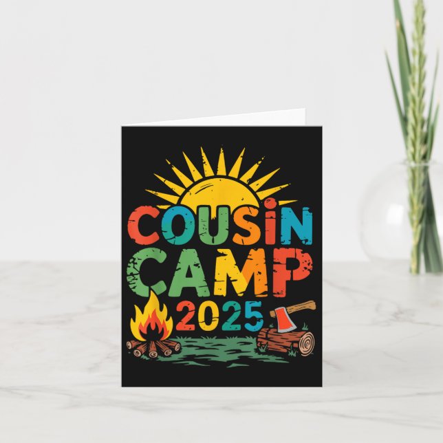 Cousin Camp 2025 Camping Campfire Summer Vacation  Card (Front)