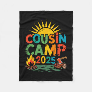 Cousin Camp 2025 Camping Campfire Summer Vacation  Fleece Blanket