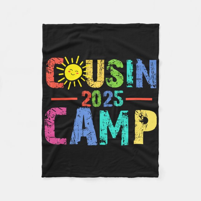 Cousin Camp 2025 Camping Campfire Summer Vacation  Fleece Blanket (Front)