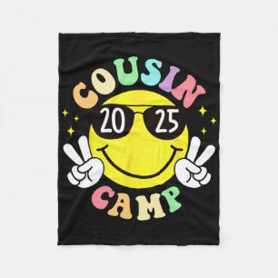 Cousin Camp 2025 Camping Campfire Summer Vacation  Fleece Blanket