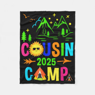 Cousin Camp 2025 Camping Campfire Summer Vacation Fleece Blanket