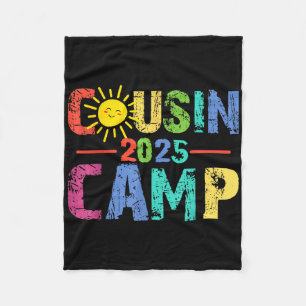 Cousin Camp 2025 Camping Campfire Summer Vacation  Fleece Blanket