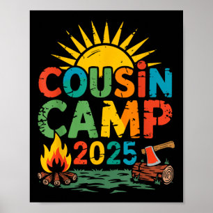 Cousin Camp 2025 Camping Campfire Summer Vacation  Poster