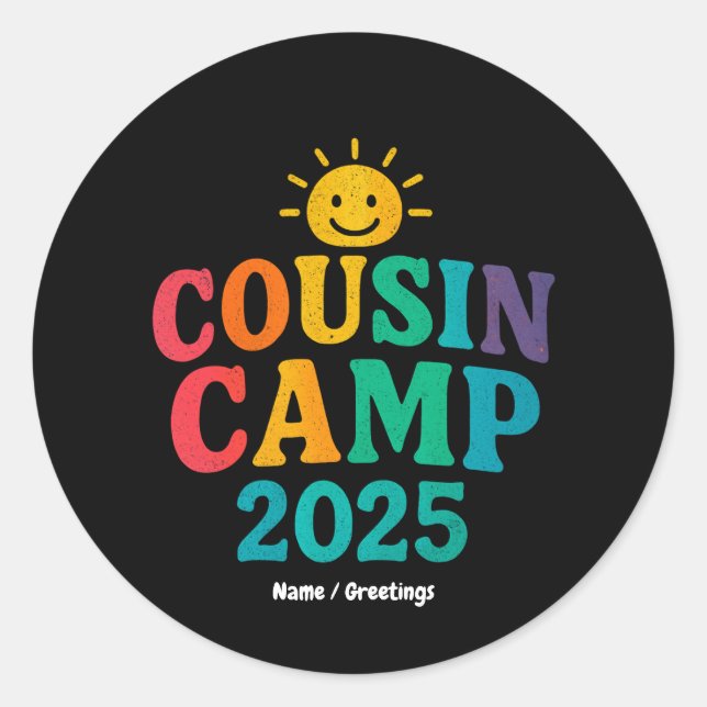 Cousin Camp 2025 Summer Vacation Fun Camping  Classic Round Sticker (Front)