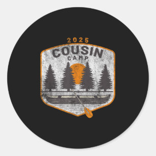 Cousin Camp 2025 Vintage Canoe Art Summer Family C Classic Round Sticker