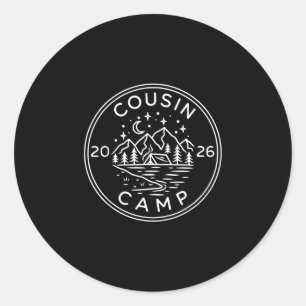 Cousin camp camping summer life is better by the classic round sticker