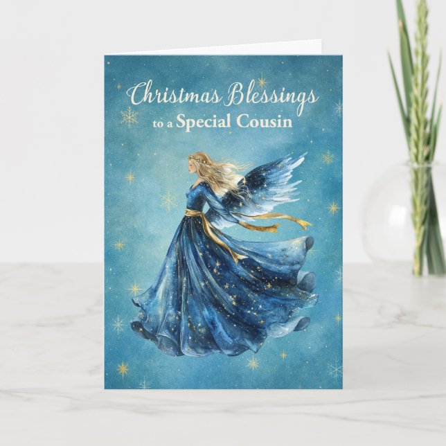 Cousin Christmas Blessings Angel of Light Card (Front)