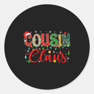Cousin Claus Christmas Lights Pajama Family Matchi Classic Round Sticker