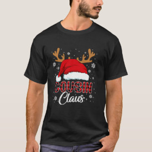 Cousin Claus Santa Hat Christmas Red Plaid Matchin T-Shirt
