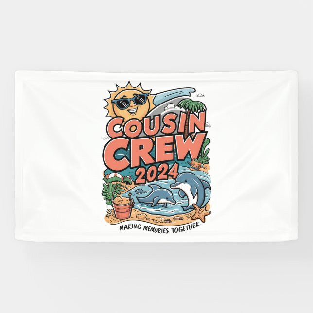 Cousin crew 2024 Summer Vacation Beach Family Trip Banner (Horizontal)