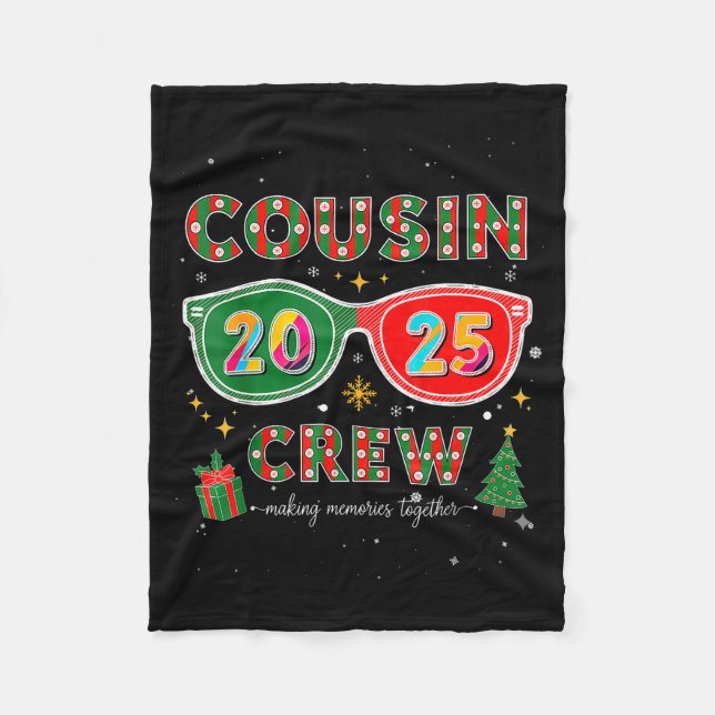 Cousin Crew 2025 Funny Christmas Matching Family P Fleece Blanket (Front)