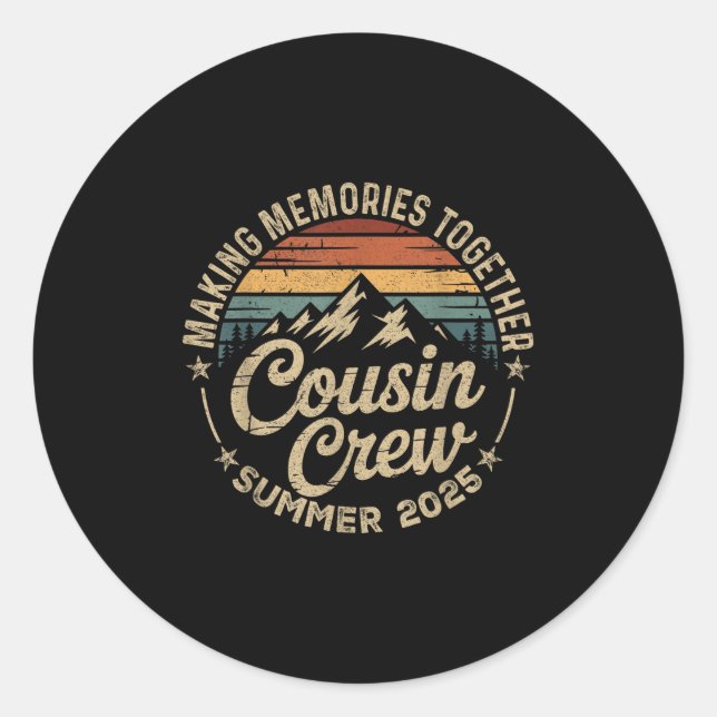 Cousin Crew 2025 Summer Vacation Beach Family Trip Classic Round Sticker (Front)