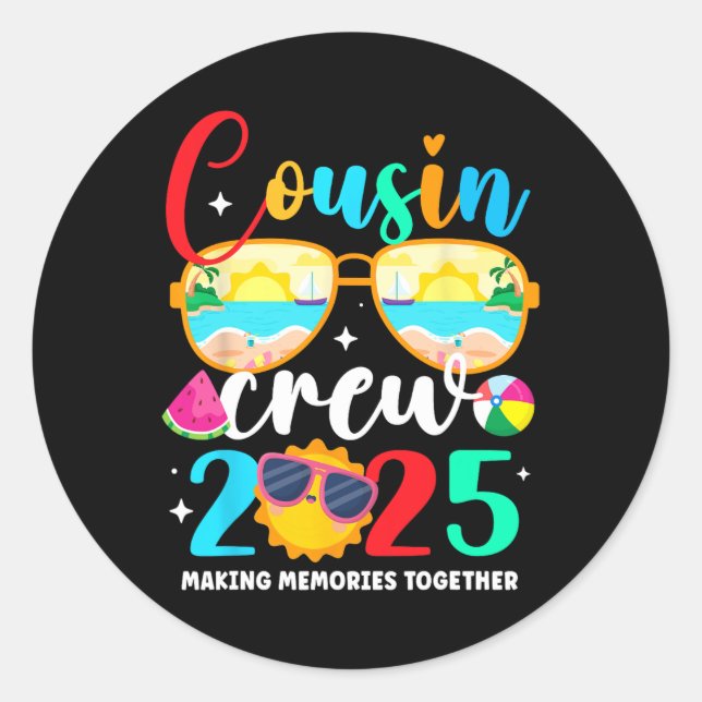 Cousin Crew 2025 Summer Vacation Beach Family Trip Classic Round Sticker (Front)
