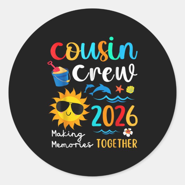 Cousin Crew 2026 Summer Vacation Beach Family Trip Classic Round Sticker (Front)
