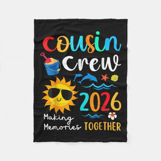 Cousin Crew 2026 Summer Vacation Beach Family Trip Fleece Blanket (Front)