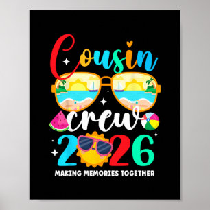 Cousin Crew 2026 Summer Vacation Beach Family Trip Poster